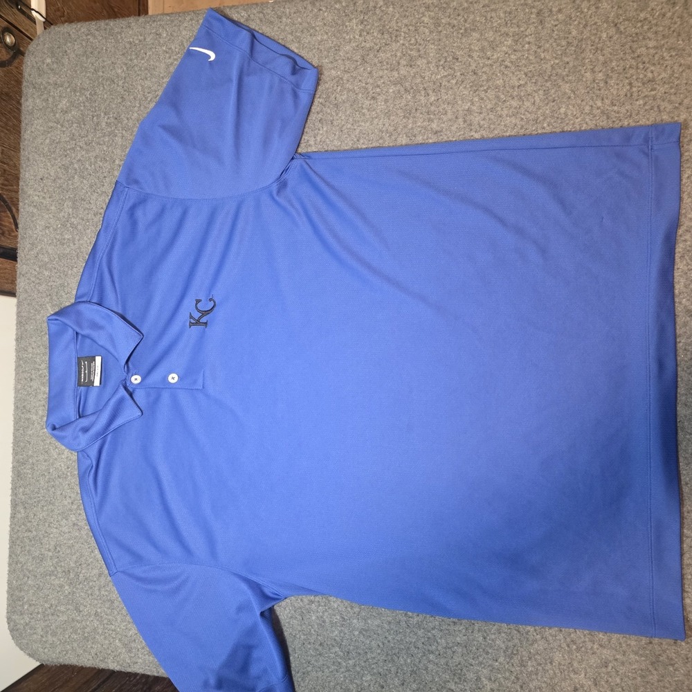 Nike Golf Dri Fit Kc Royals Blue Polo Shirt Large D2